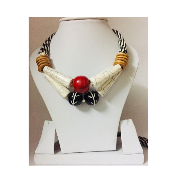 ceramic beads and thread neckpiece